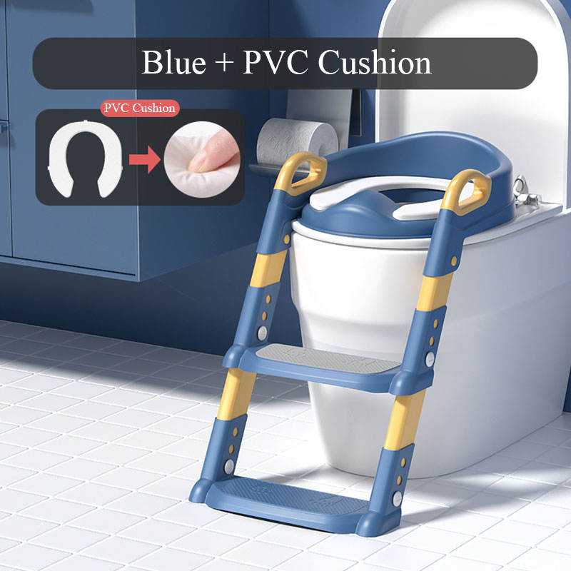 Solid Pattern Type Children Potty Ladder Toilet Seat With Soft Cushion