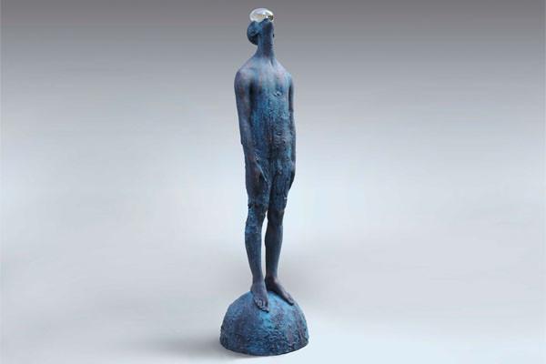 Quality 190cm Height Life Size Man Casting Bronze Sculpture Glass Rain Design for sale