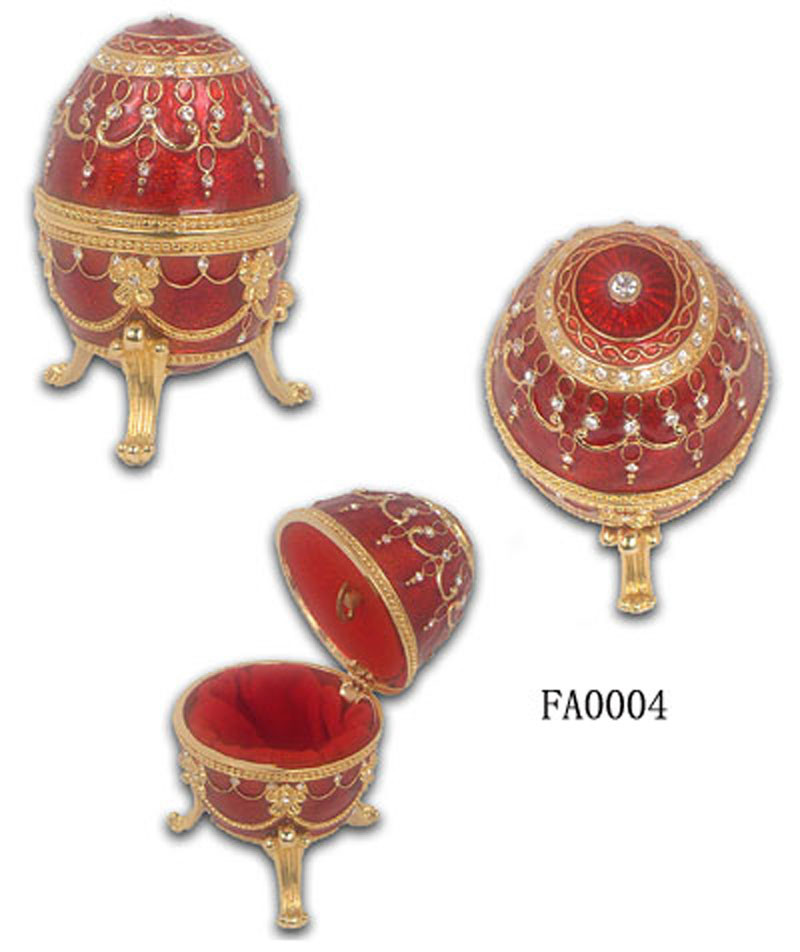 New Vintage Egg Shaped Music Box Faberge Egg Music Box Pewter Figurine Musical Egg Jewelry Box Enamel Pewter JewelryBox