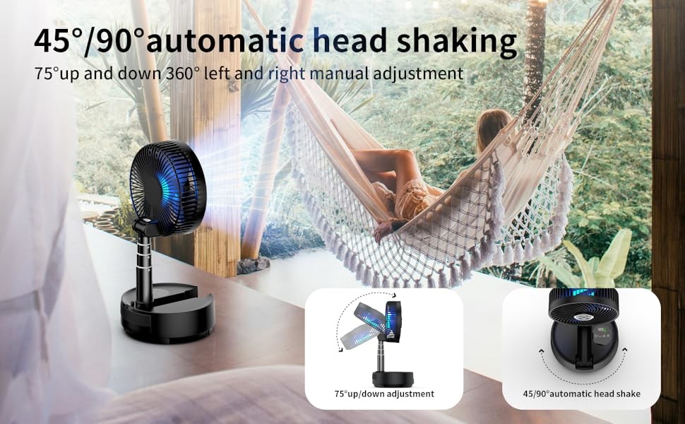 9 Speeds Clip On Multifunctional Portable Fan Small Battery Rechargeable 20000MAh