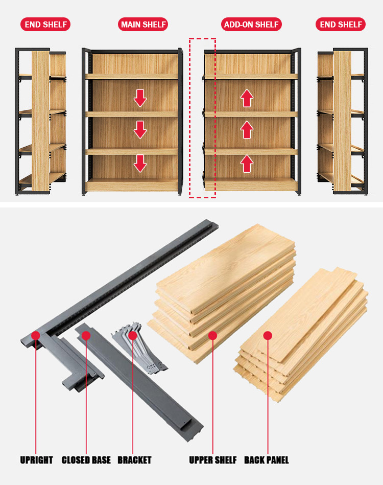 Cold Rolled Steel Customized Supermarket Display Shelving Racks