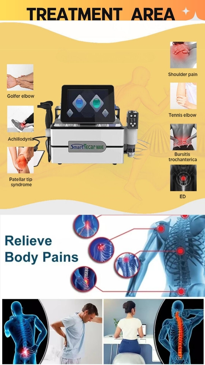 20/40/60MM Heads Size Shock Wave Device for Body Pain Relief and Tecar Diathermy