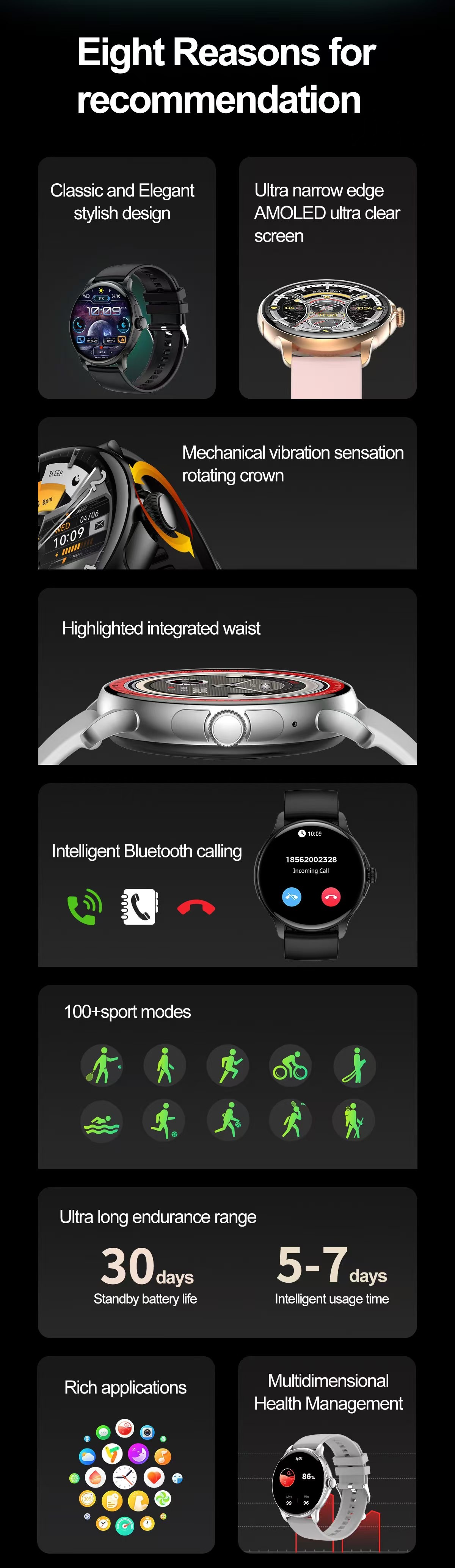 HK49 Women Smart Watch 1.43 Inch Amoled NFC Heart Rate Blood Oxygen Multiple Sport Modes
