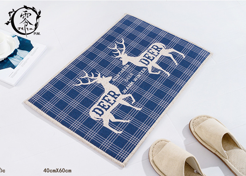 Anti Slip Rubber Kitchen Floor Mats , Christmas Deer Pattern Washable Durable Door Mat