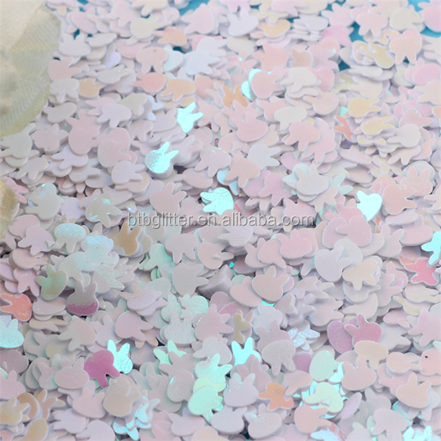 Pet Happy Year Easter Sequined 4mm Rabbit Head Ball Stuffers and Ornaments Hand DIY Accessories Fluorescent Pieces Glass