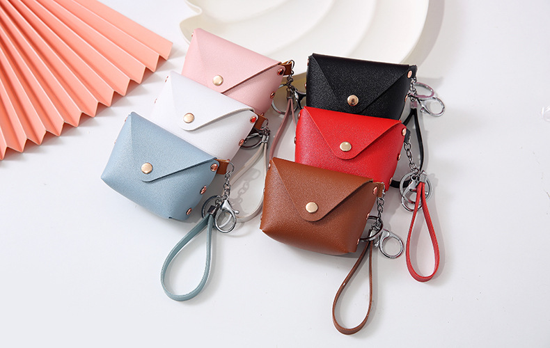 Customized Logo Genuine Leather Minibook Coin Purse for Coin Lanyard Bag