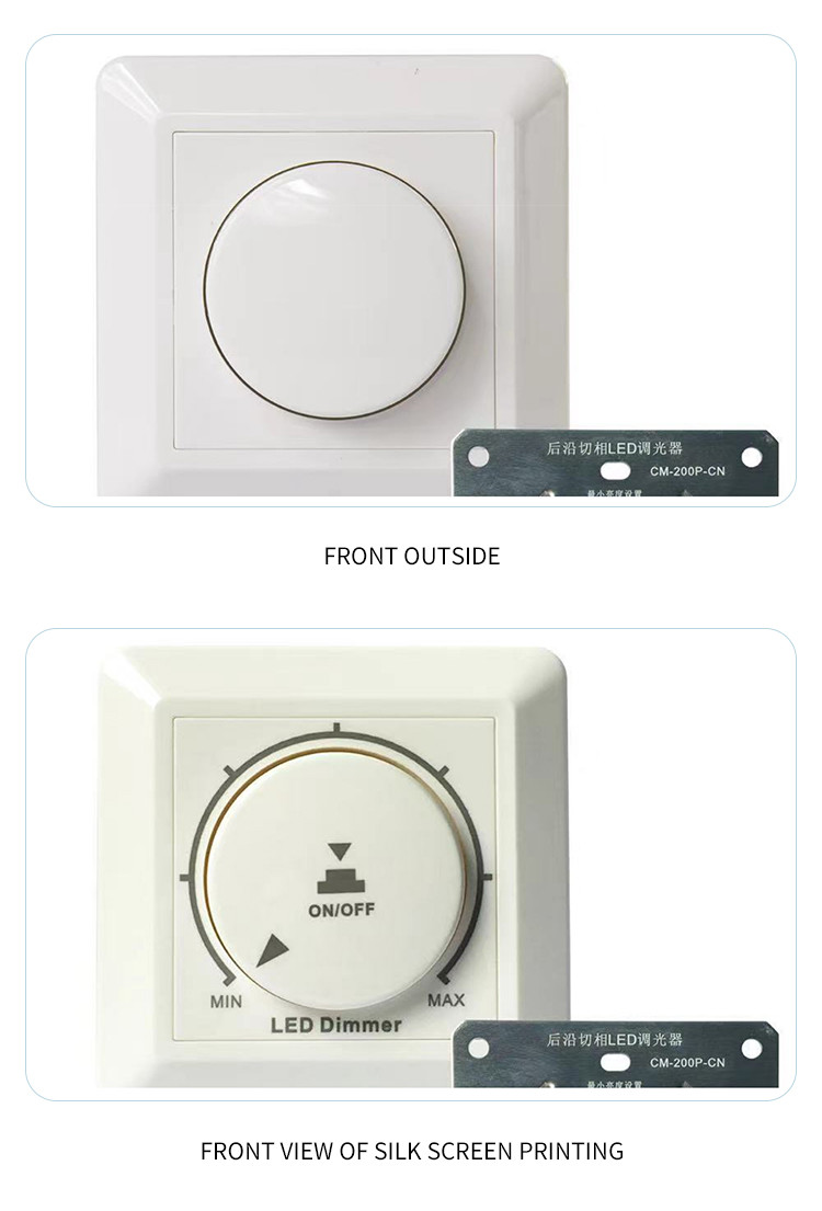 European Standard Thyristor Dimmer Switch Rear Cut 200W fireproof