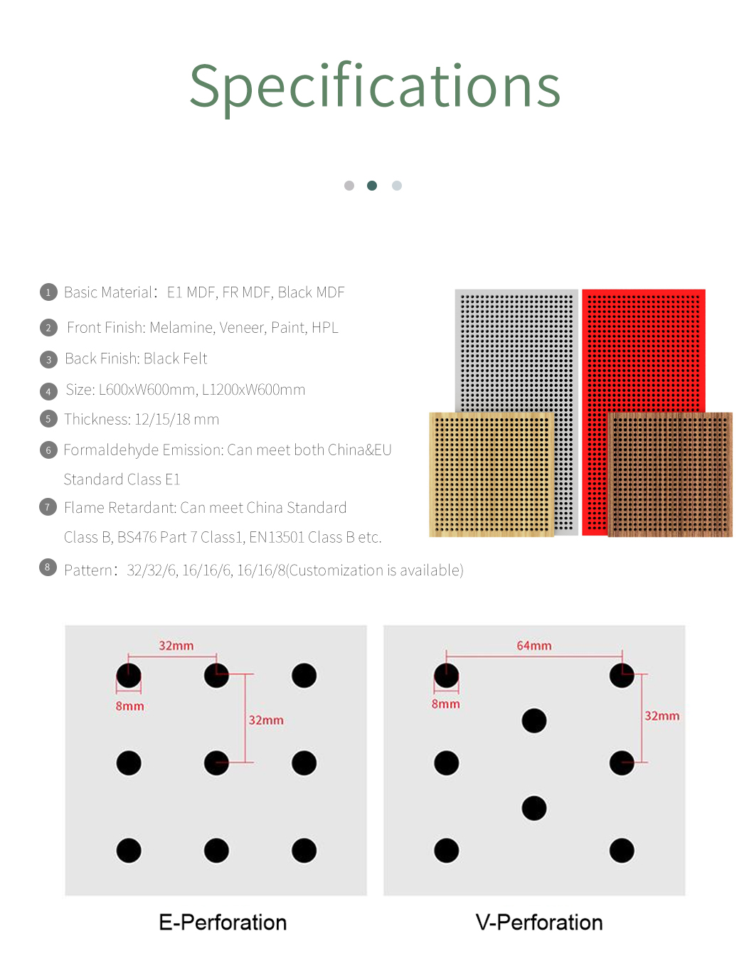 Modern Design High Density 12mm/15mm/18mm Interior Decorative Perforated Wood Panels
