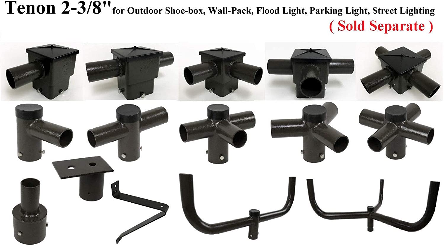 3-10mm Thickness 90D Mount Bracket Slipfitter Trunion Tenon for 2 Light Round Pole Arm