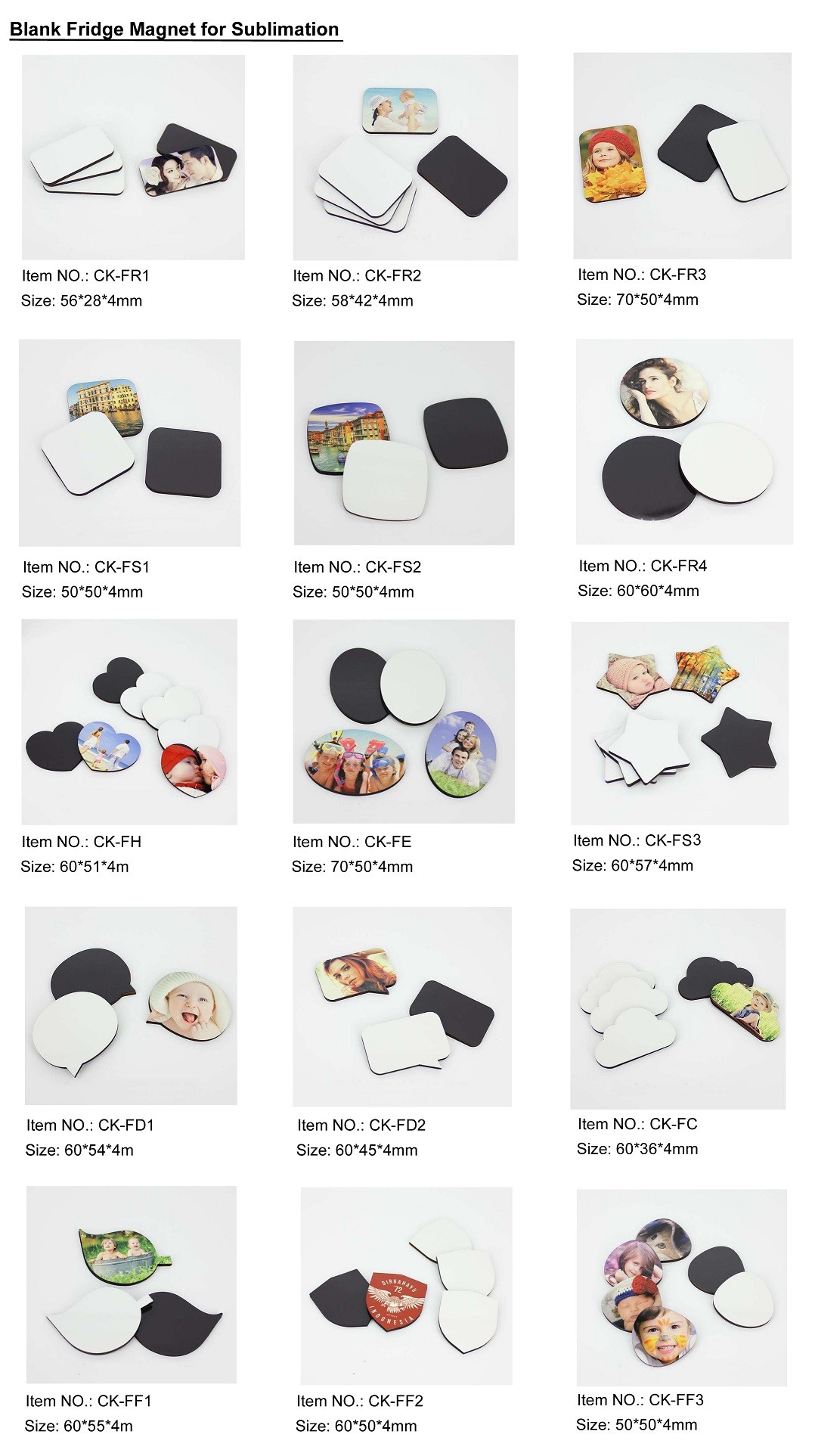 Factional 60x54mm Sublimation Blank Fridge Magnets Sticker for Kid's Gift