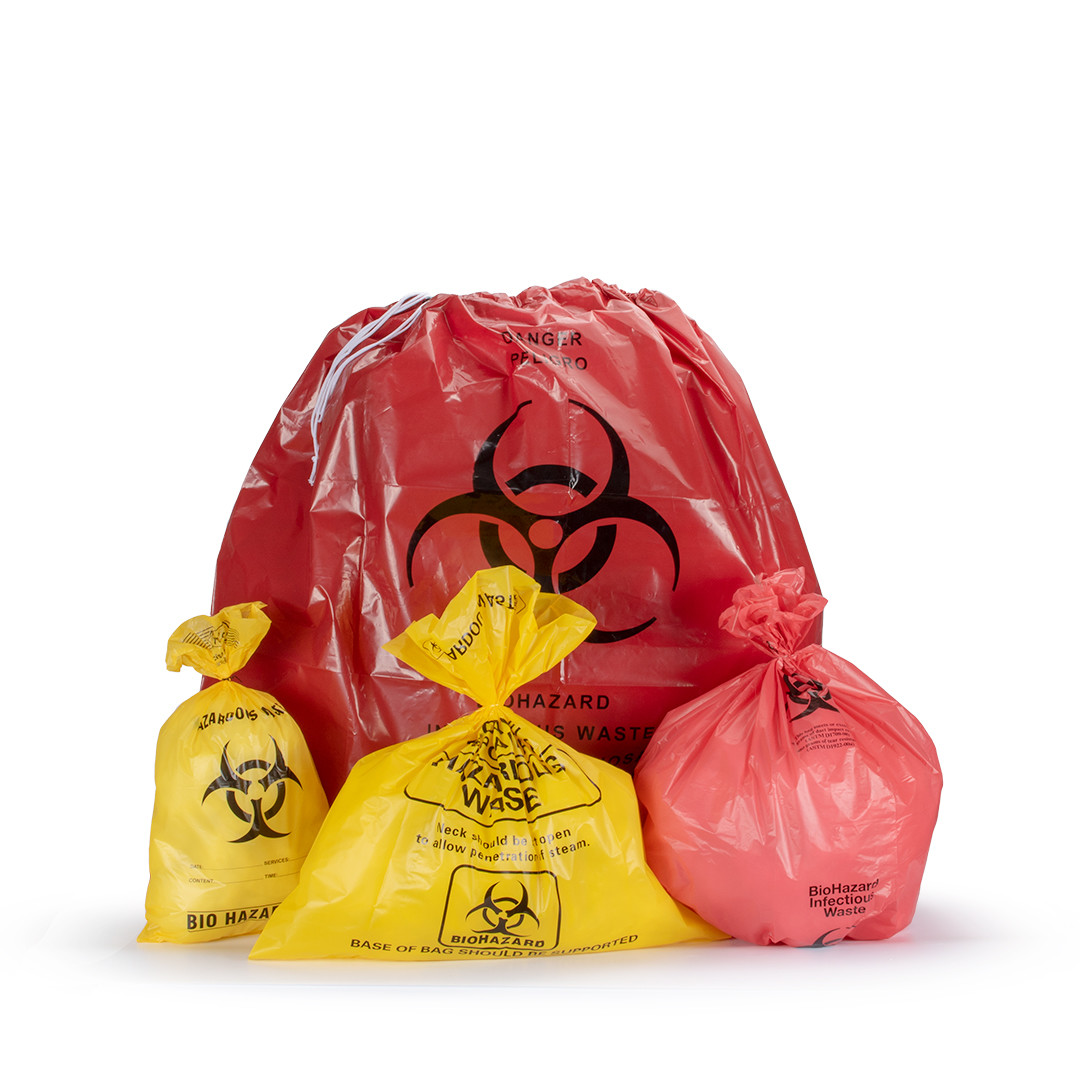 Drawstring HDPE Autoclavable Biohazard Garbage Bags For Hospital