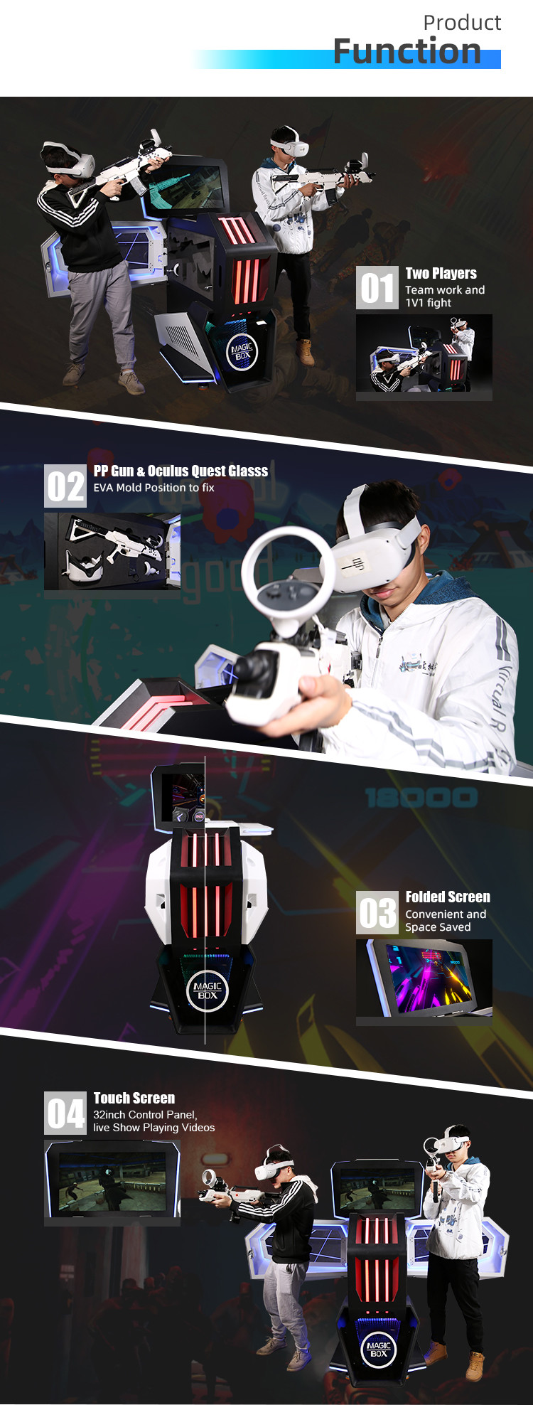 Indoor Standing VR Simulator Game 2 Players Battle With PP Gun Wireless Glasses