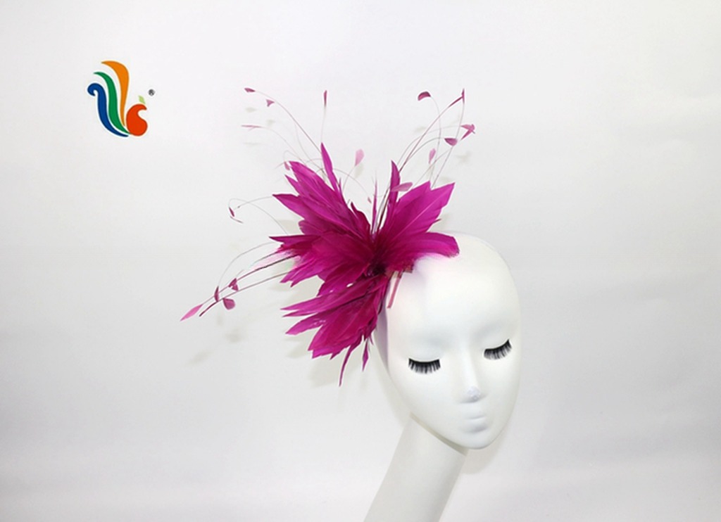 Goose Feather and Stripped Coque Flower Mount Feather Headwear for Halloween 15*30 CM