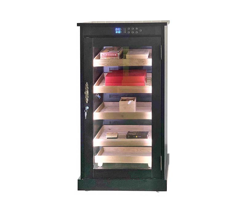 Lockable Digital LED Light Cedar Shelves Electric Cigar Cooler Humidor Cabinet