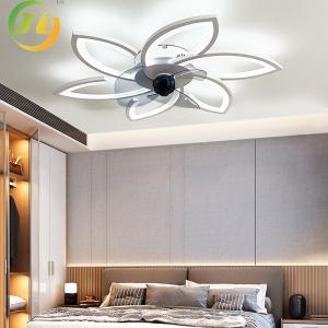  Nordic Restaurant Bedroom Living Room Frequency Conversion Silent Silver LED Ceiling Fan Lamp Manufactures