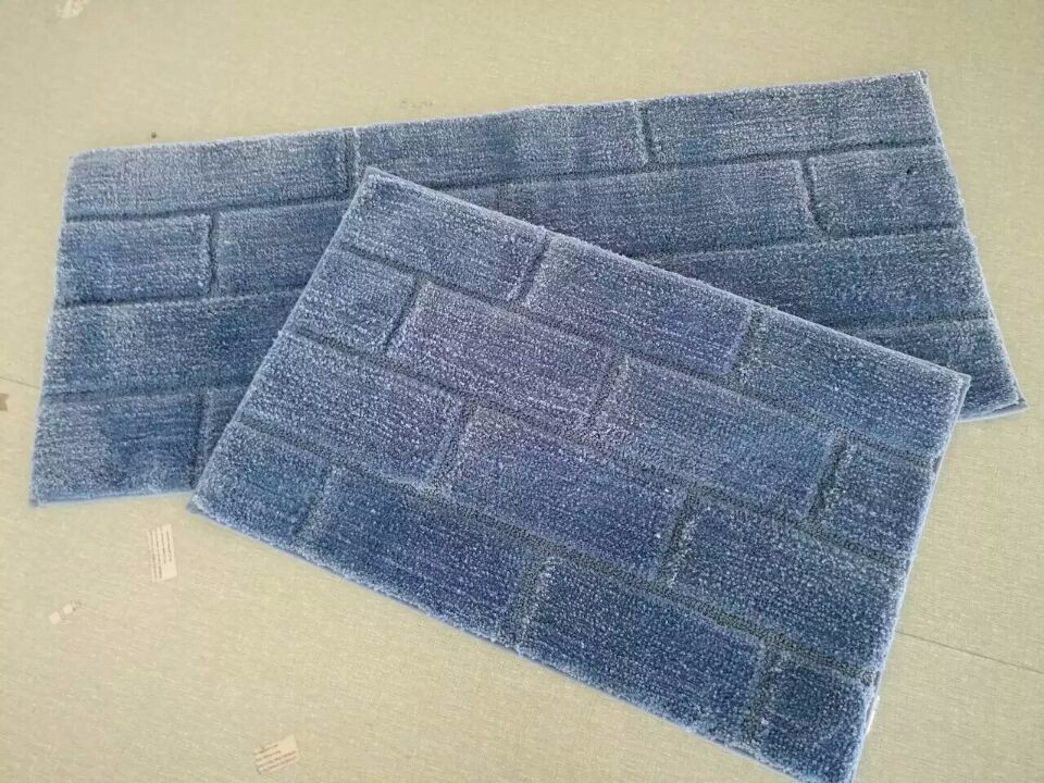 Bricks pattern plain color shaggy bath room mat