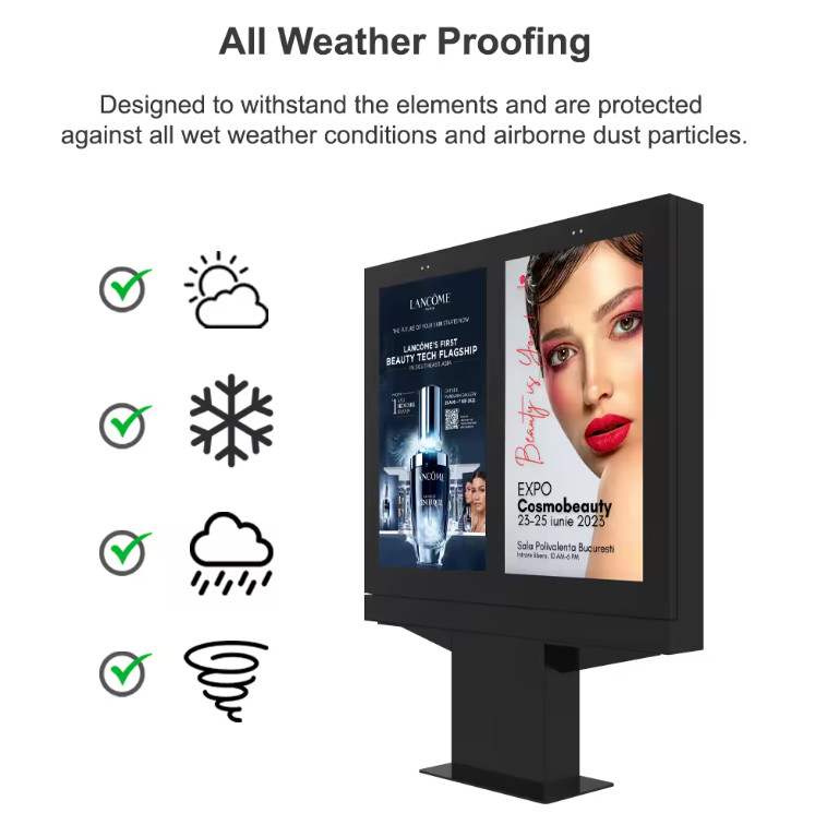 55 Inch Outdoor Drive Thru Digital Signage Waterproof Dual Screen Drive Thru Menu Boards Display Lcd Digital Signage For Outdoor Restaurant