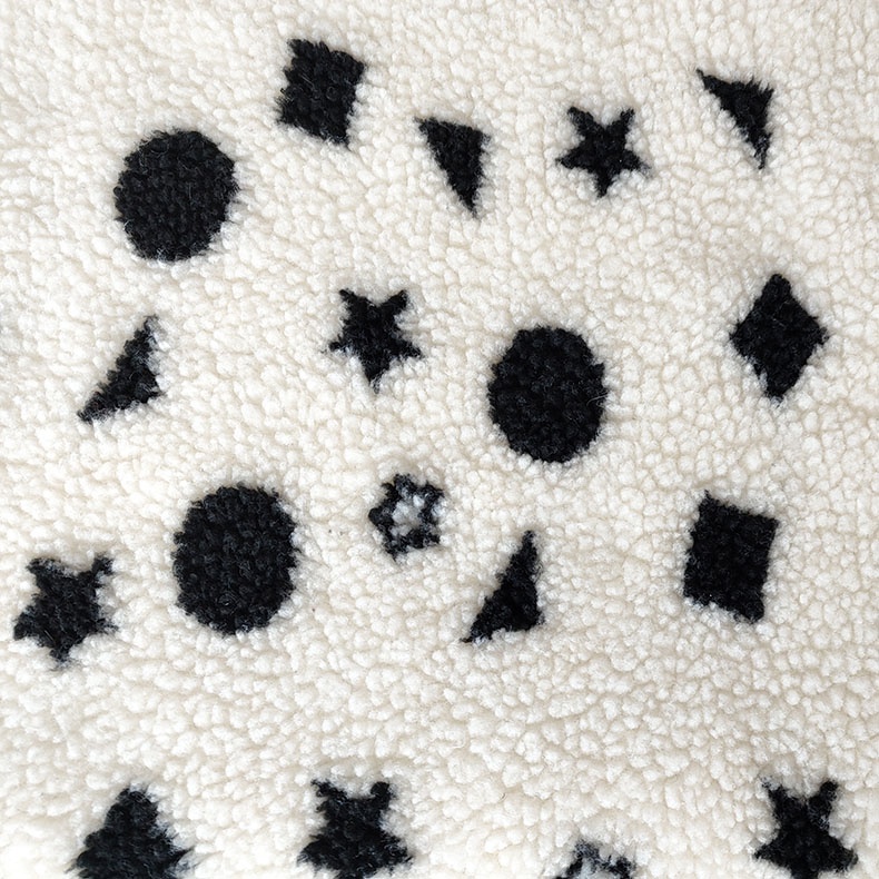 Black And White Sherpa Fleece Fabric Jacquard Yarn Dyed For Backoack Floor Mats Pillow