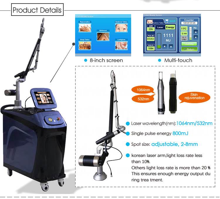 Laser Pigmentation Removal Machine 532nm 1064nm Permanent Tattoo Removal Machine