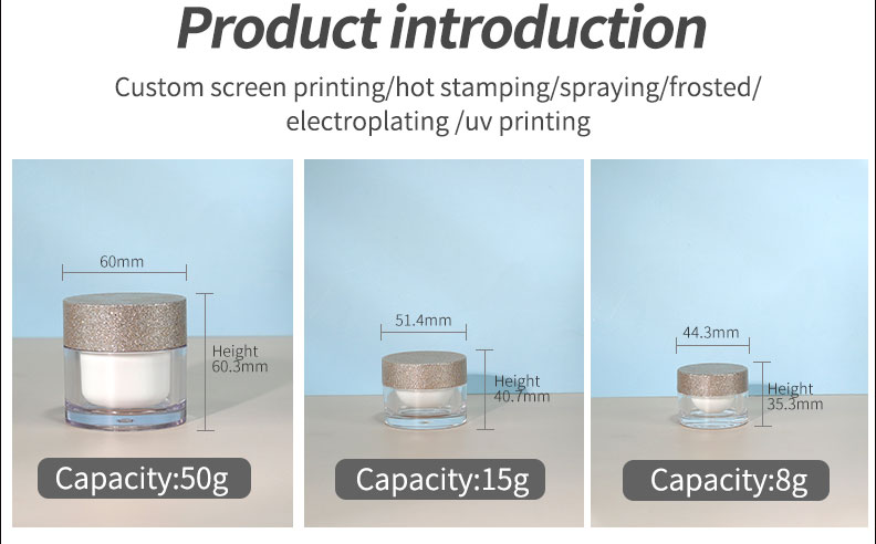 50g 15g 8g Clear Acrylic Plastic Cream Jar With Lid for Cosmetic Packaging