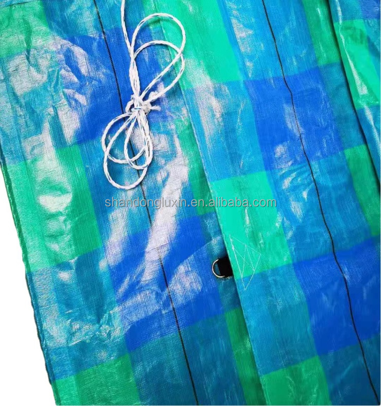 Waterproof Dustproof Stripe Grid PE Tarpaulin for Item Covering and Sunlight Blocking