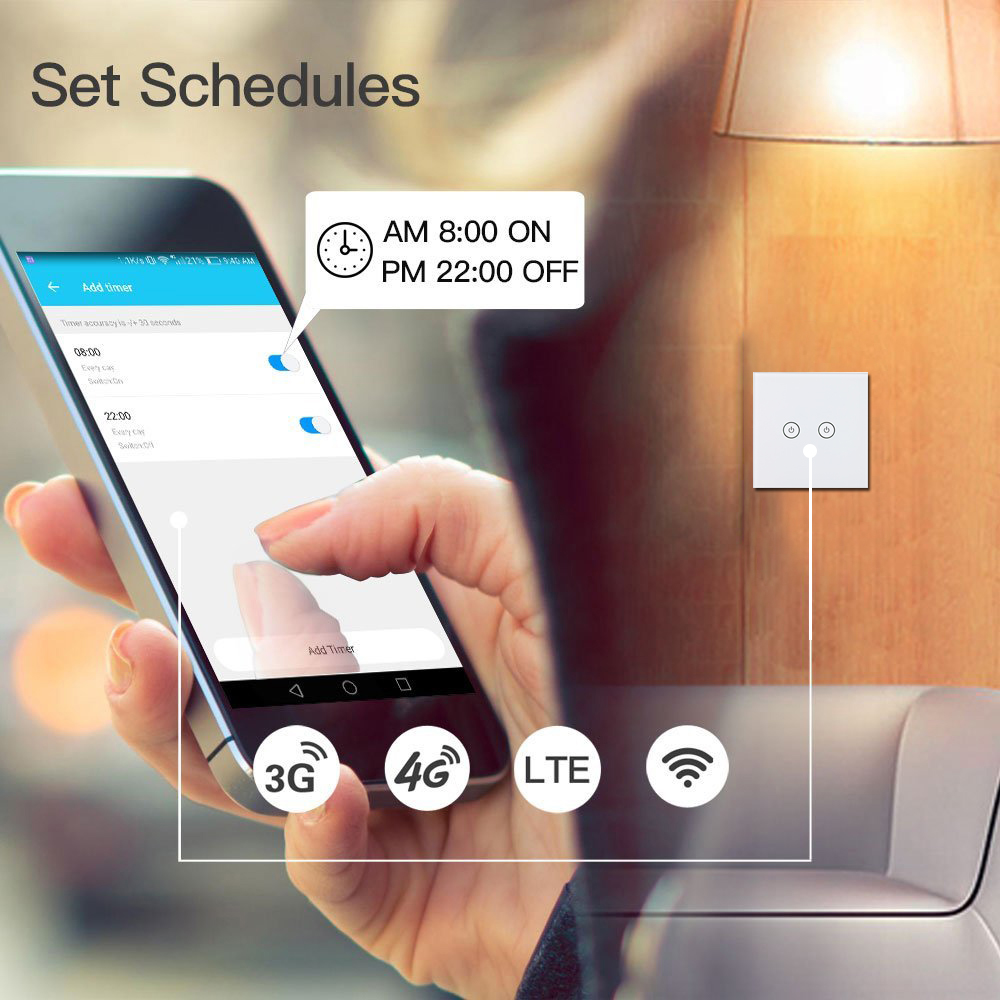TUYA WIFI Remote Control Switch Crystal Tempered Glass And ABS Plastic Material