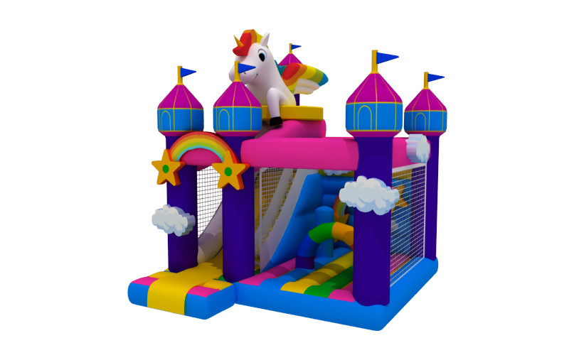 Kids And Adult Carton Inflatable Bounce House Combo Slide With Pool inflatable unicorn combo