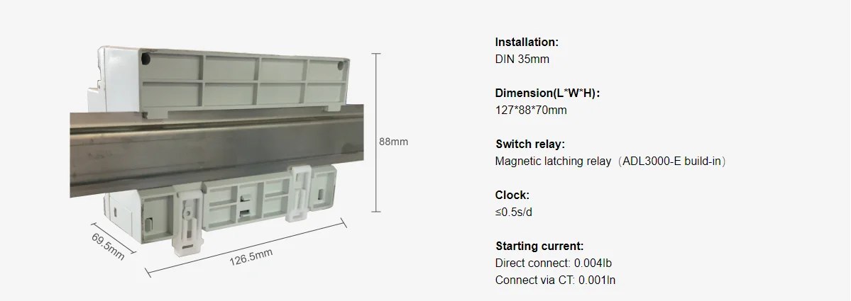 Acrel DTSD1352-CT Three Phase DIN Rail Mounting Energy Meter LCD Display 3 CT Current Under 5A