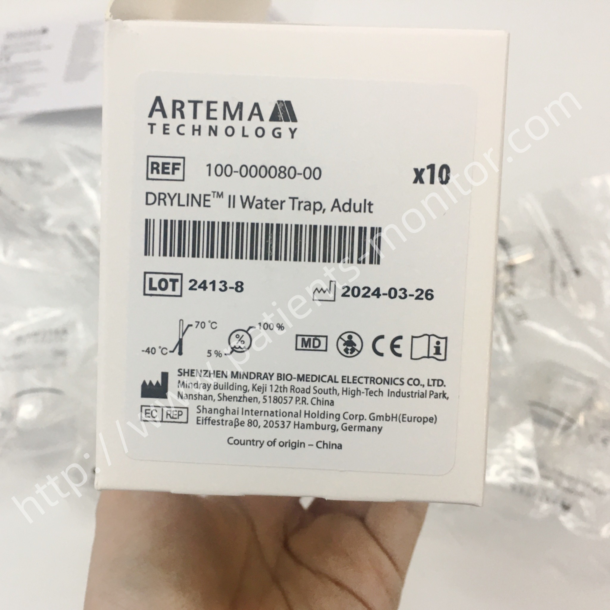 Mindray DRYLINE II Water Trap 100-000080-00 For Anesthesia Adult Pediatric Flat Top 10 Pieces Per Box