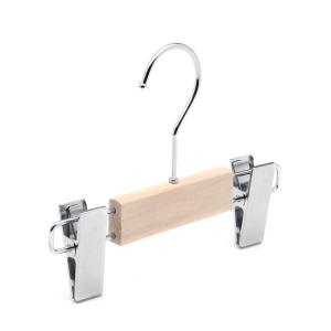  Deluxe natural wooden pants hangers with clips Manufactures