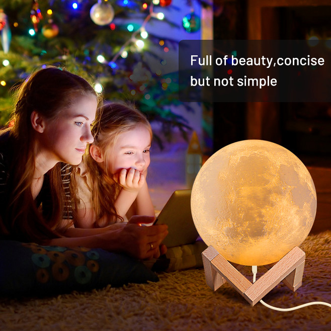 OEM Moon Lamp Night Light , 3D Printing Moonlight Multifunction