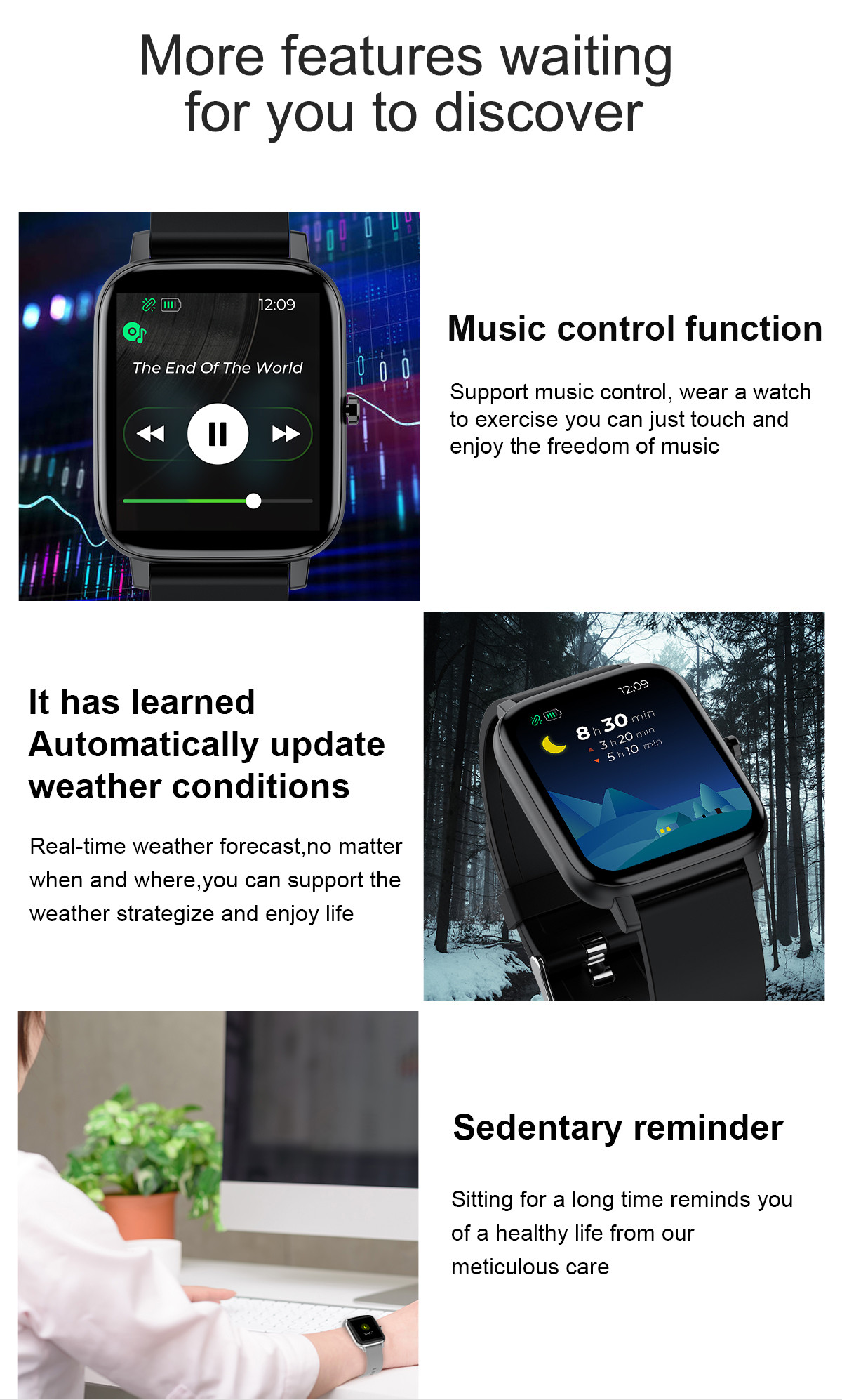 Touch Screen Wristwatch 1.69inch Fitness Tracker Smart Watch