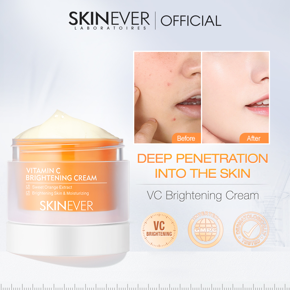 SKINEVER Organic Herbal Face Cream Vitamin C Sweet Orange Extract Non-Sticky Moisturizing Brightening Effect Skin Care Treatment