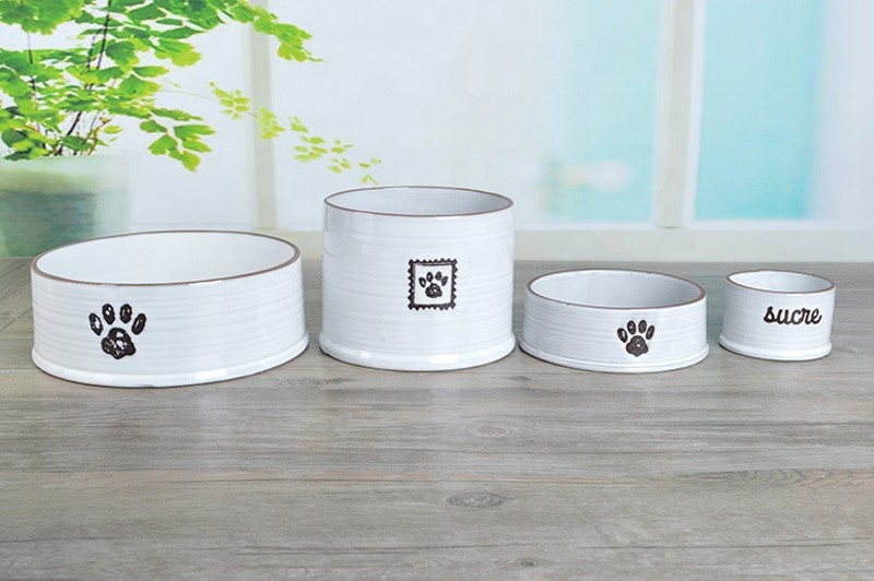 Sustainable Personalised Ceramic Dog Bowls Round Shape With Stand