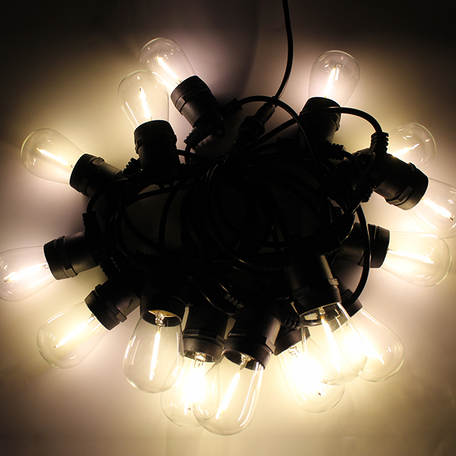 Waterproof IP65 String Lights Outdoor LED Bulb Light S14 27ft 12bulb Solar Panel Festoon Light