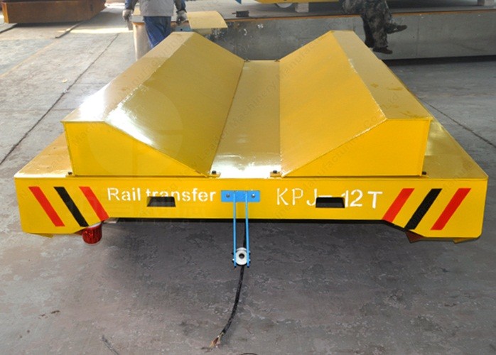 10T Production Line Plastic Coils Handling Railway Mounted Rail Guided Transfer Cart With V-Frame