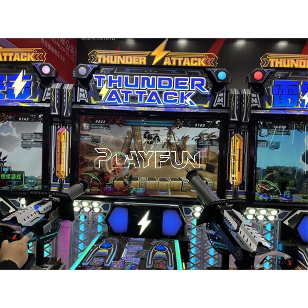 Playfun Hot Sale Indoor Kids Arcade Coin Operated Game Machines 2 Players Thunder Attack Shooting Video Game Machine
