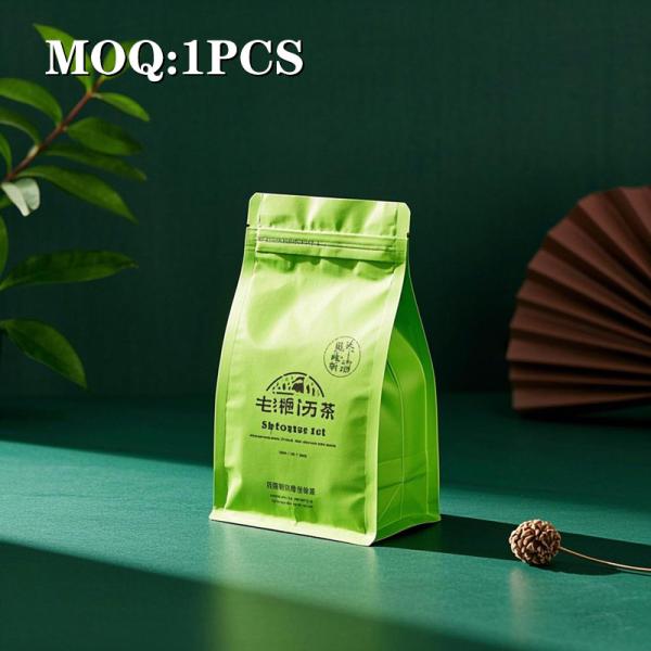 Manufacturer Customized Tea Wholesale Sealed Zipper Bag Eight-side Sealing Flat