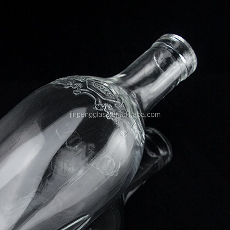 750ml Super Flint Round Shoulder Square Based Rum Vodka Liquor Glass Bottle With Cork