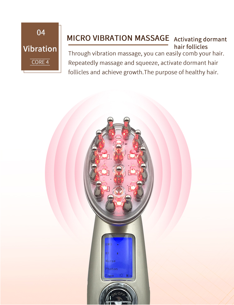 Laser Photon Microcurrent Vibration Massage Comb Red Light Therapy Hair Growth Brush