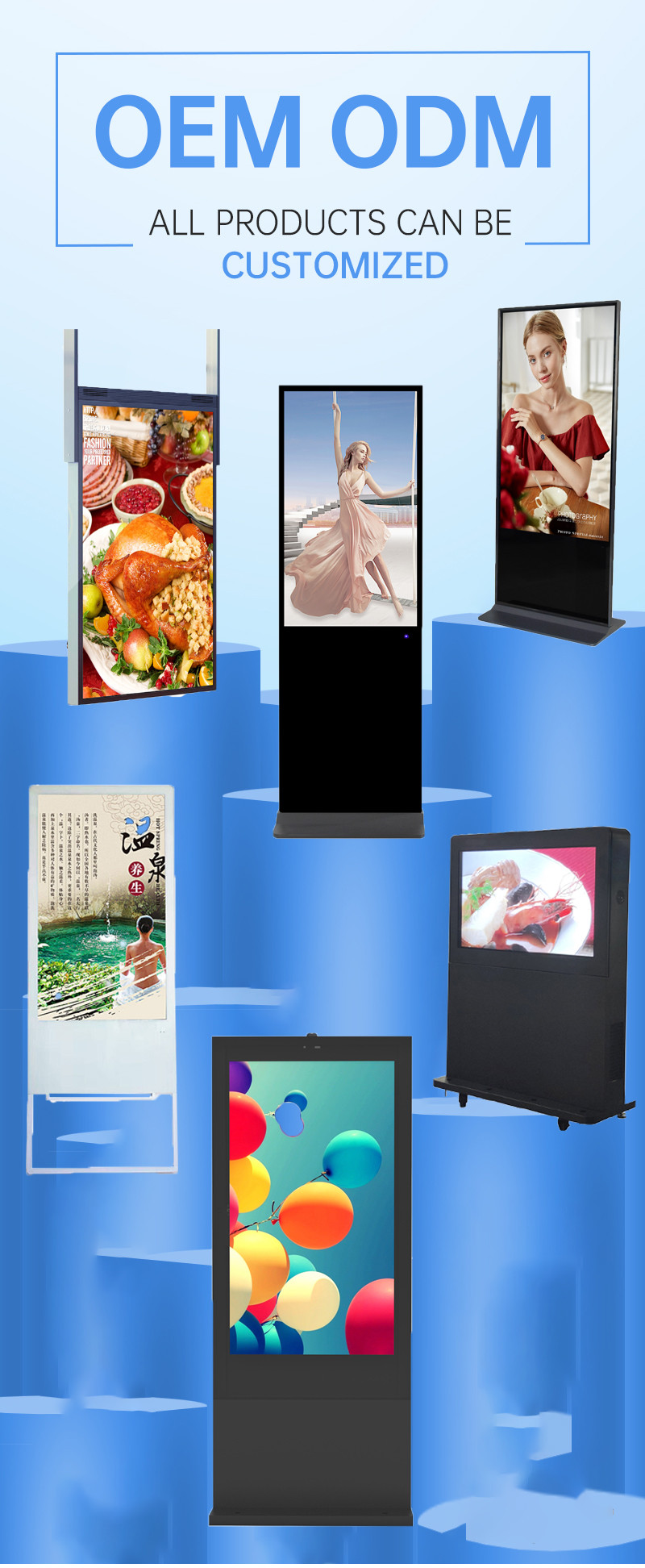 43 Inch Shopping Mall Advertising Touch Screen Kiosk Metal Case Toughened Glass Panel