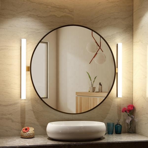5mm Environmental Silver Mirror Round Shape Bathroom Wall Mounted LED Lighted
