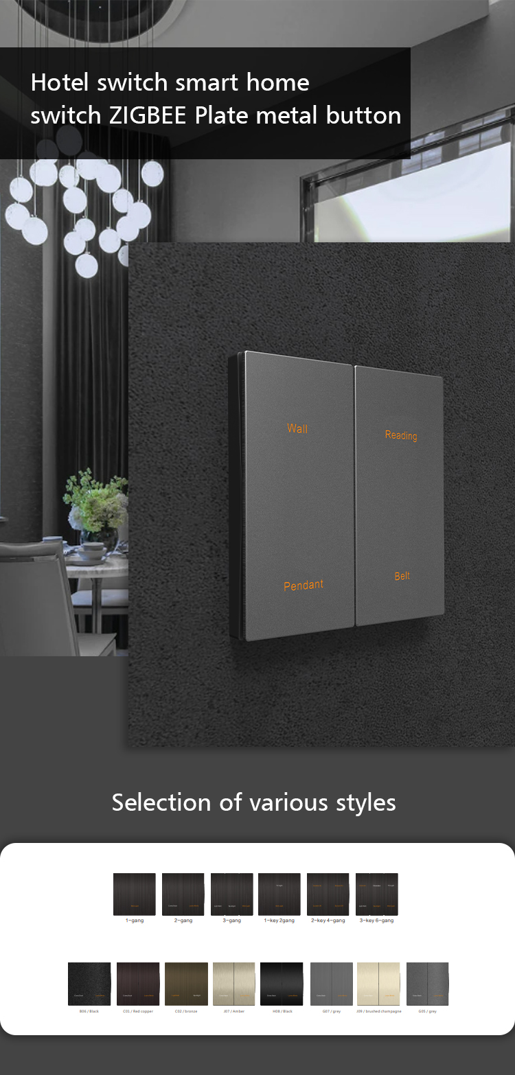 UK Square Box Smart Zigbee Light Switch Plastic Full Panel