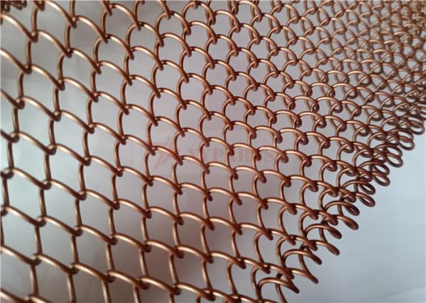 Aluminium Alloy Wire Mesh Coil Drapery Copper Color Used As Space Divider