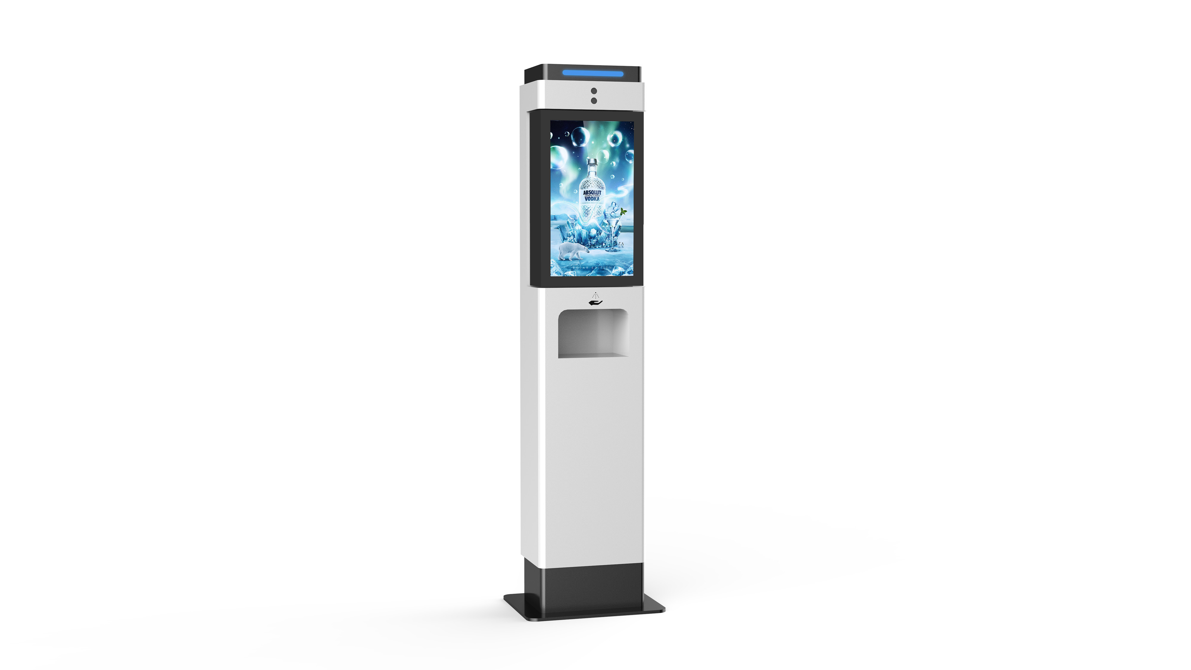 FCC 21" Face Recognition Thermometer Kiosk 10L Dispenser