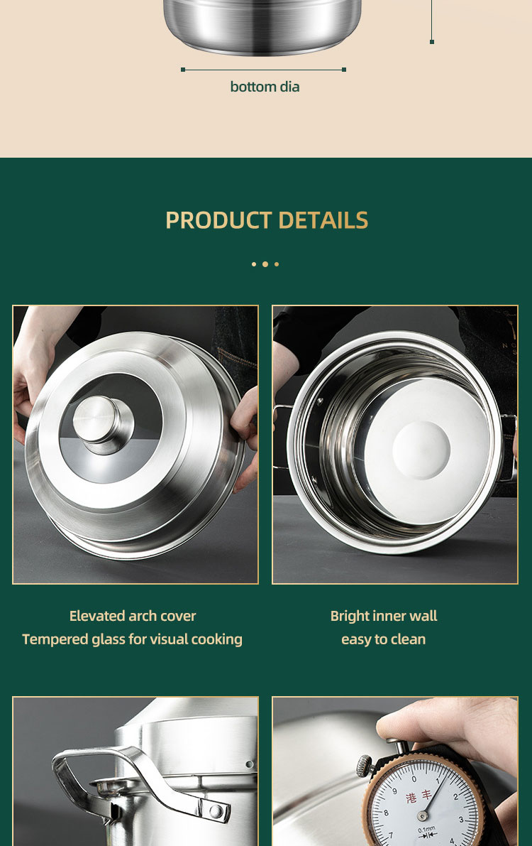 Wholesale TOP Seller 30cm Multipurpose Stock Pot Cookware 18/8 Stainless Steel Steam Cooking Pot With Visual Lid