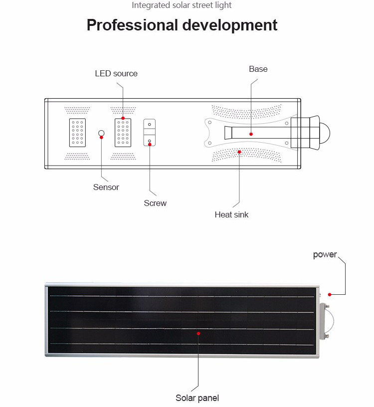 New Energy Saving IP65 Waterproof Slim Integrated All in One Solar Street Light Outdoor 30W 60W Solar Led Street light