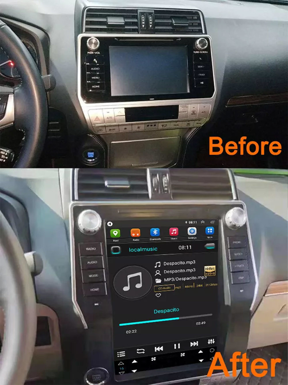 Car Android Gps Navigation Wifi 12.1" For Toyota Prado 2018 Car Dashboard Screen