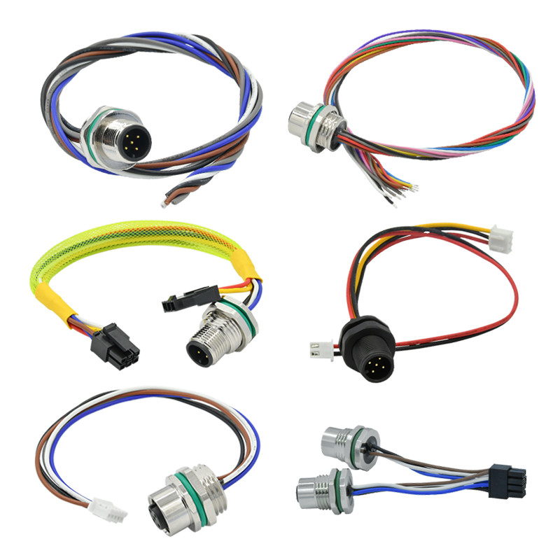 M12 3 - 17pin Waterproof Outdoor Connectors Flexible Customizable Overmolded Cable