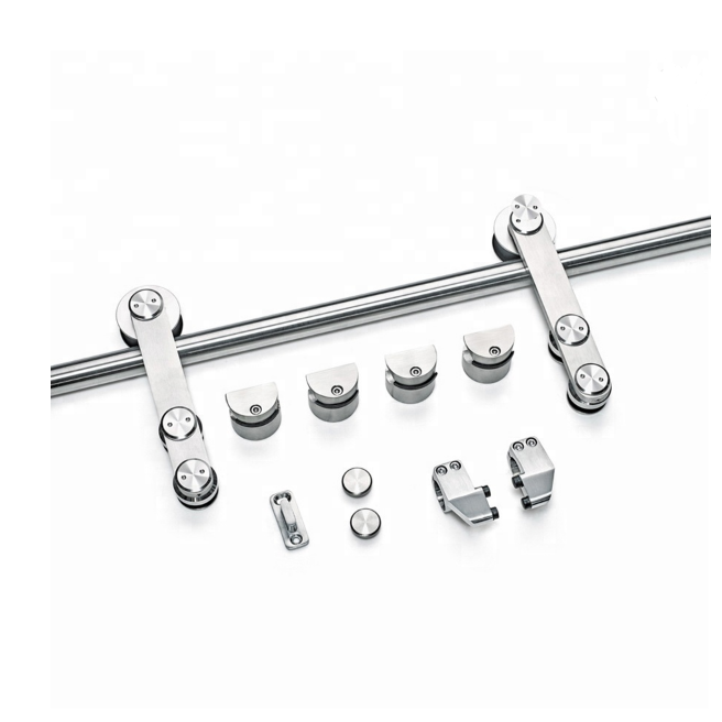 Modern Design Round Tray Sliding Barn Door Hardware Kit for Double Hanging Rail System